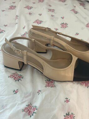 Nude & Black Slingback Heels